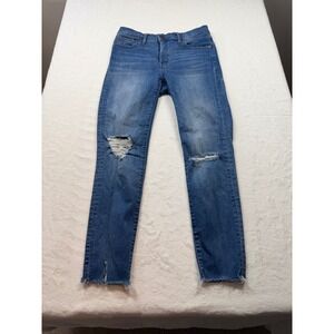 Madewell 9" Mid-Rise Skinny Jeans Womens 28 Blue Good Distressed Raw Hem M3089